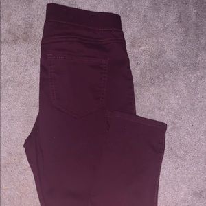 Pull on maroon jeans
